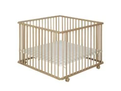 Parc Bébé Pliant Carré Helio Bois 100x100 Cm