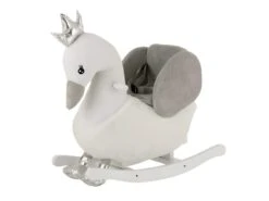 Fauteuil à Bascule Enfant "Cygne" 60cm Blanc & Gris
