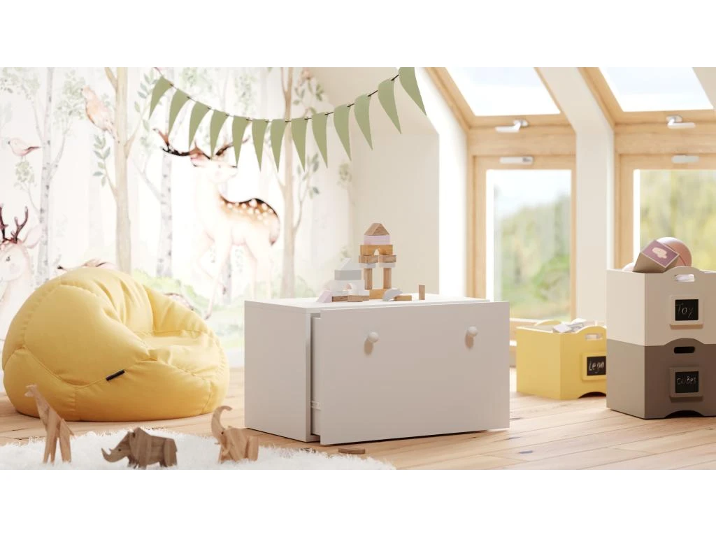 Coffre à Jouets Inga Blanc - Poignées Roses 4 Coffre à Jouets Inga Blanc - Poignées Roses – Image 2