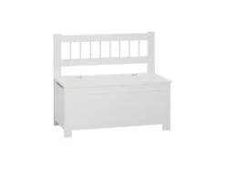 2 En 1 Banc Avec Dossier Et Coffre à Jouets En Bois Blanc