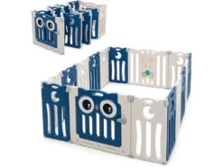 Parc Pour Bébé 16 Panneaux Pliable, Aire D’activité En Hdpe Avec Verrou De Sécurité Et Jouets Educatifs