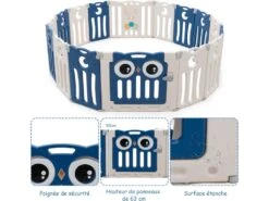 Parc Pour Bébé 16 Panneaux Pliable, Aire D’activité En Hdpe Avec Verrou De Sécurité Et Jouets Educatifs -Meubles Soldes Boutique meuble bebe 20128321