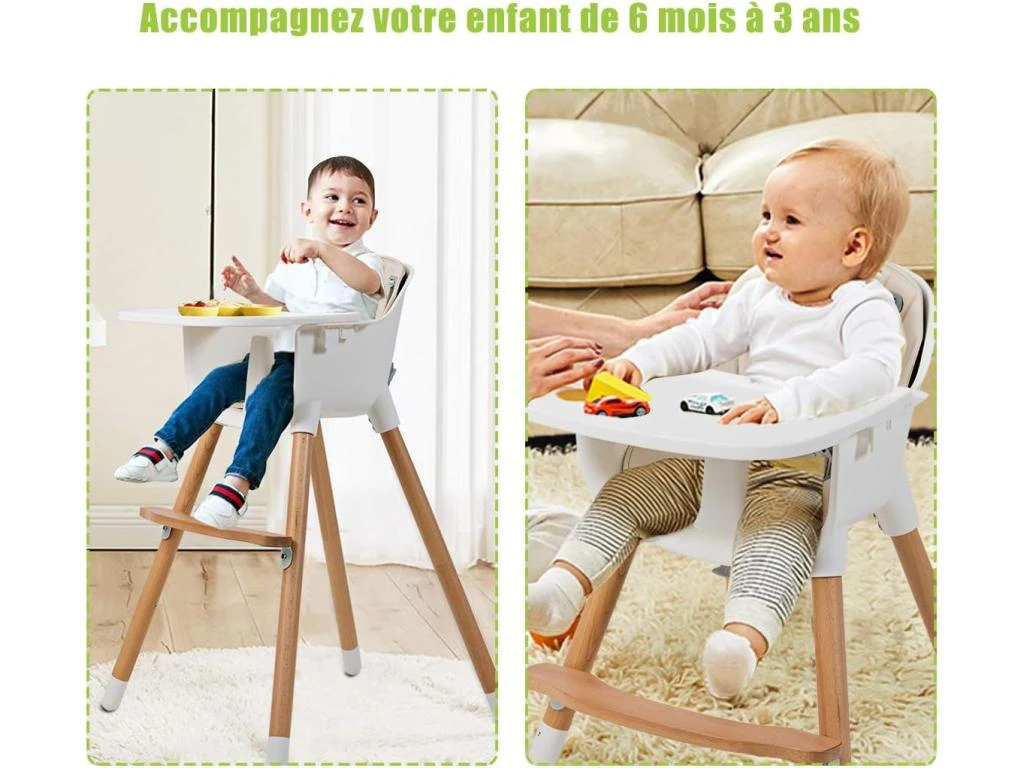 Chaise Haute Bébé Convertible2 En 1 Forme-astable Hauteurréglable Avec Coussin Amovible 4 Chaise Haute Bébé Convertible2 En 1 Forme-astable Hauteurréglable Avec Coussin Amovible – Image 2