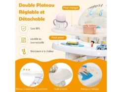 Chaise Haute Bébé Pliable Avec Hauteur Réglable,ouble Plateau Amovible Pour Tout-petits De 6-36 Mois-beige -Meubles Soldes Boutique meuble bebe 20906013