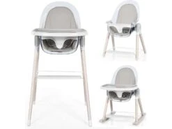 3-En-1 Chaise Haute/Chaise à Bascule/Chaise De Repos, Siège Inclinable, Plateau Amovible