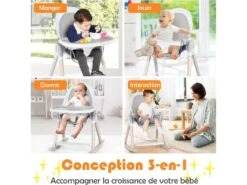 3-En-1 Chaise Haute/Chaise à Bascule/Chaise De Repos, Siège Inclinable, Plateau Amovible -Meubles Soldes Boutique meuble bebe 20906043