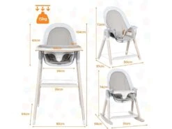 3-En-1 Chaise Haute/Chaise à Bascule/Chaise De Repos, Siège Inclinable, Plateau Amovible -Meubles Soldes Boutique meuble bebe 20906045