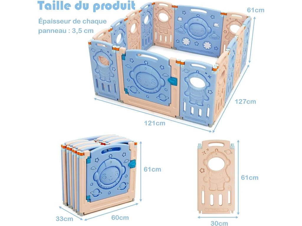 Parc Pliable Pour Bébé 6 à 36 Mois 14 Panneaux Modulable Aire D'activités 7 Parc Pliable Pour Bébé 6 à 36 Mois 14 Panneaux Modulable Aire D'activités – Image 5