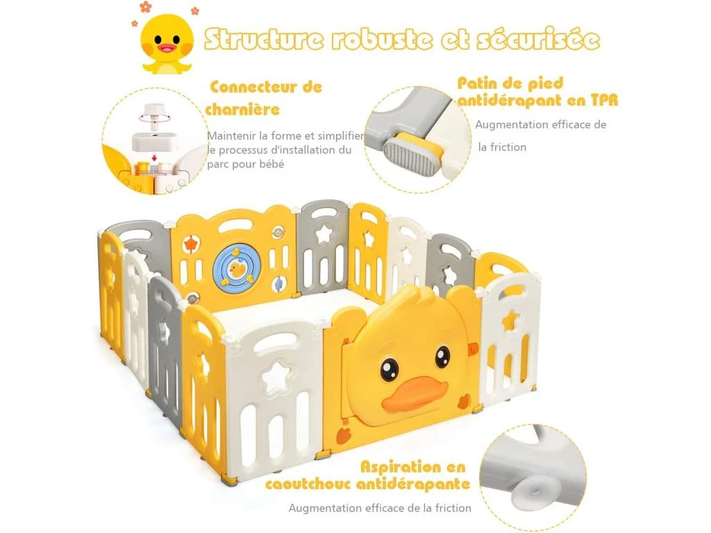 Parc Bébé En Plastique Pliable 14 Pièces 160x169x67,5cm 5 Parc Bébé En Plastique Pliable 14 Pièces 160x169x67,5cm – Image 3