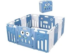 Parc Bébé 14 Pièces Pliable Parc D'activités En Plastiqueavec Porte Verrouillable Panneau De Jeux 3-72mois