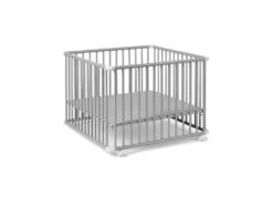 Parc Bébé En Bois Gris à Roulettes Belami Fond Gris 97x97 Cm - Geuther