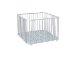 Parc Bébé En Bois Gris à Roulettes Belami Fond à Pois 97x97 Cm - Geuther