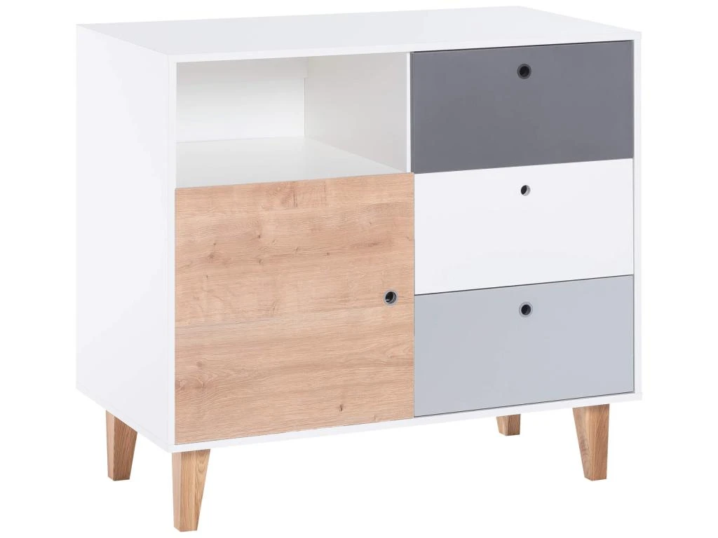 Commode Bébé 3 Tiroirs 1 Porte En Bois Naturel 3 Commode Bébé 3 Tiroirs 1 Porte En Bois Naturel