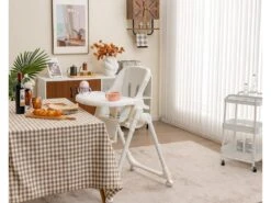 Chaise Haute Pliante Bébé Avec Hauteur Réglable，Charge 15kg-6-36 Mois Beige -Meubles Soldes Boutique meuble bebe 22021027