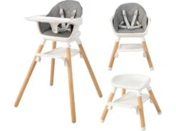 6 En 1 Chaise Haute Bébé Convertible Avec Plateau Amovible, 6-36 Mois Blanc