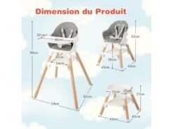 6 En 1 Chaise Haute Bébé Convertible Avec Plateau Amovible, 6-36 Mois Blanc -Meubles Soldes Boutique meuble bebe 22021037