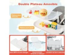 6 En 1 Chaise Haute Bébé Convertible Avec Plateau Amovible, 6-36 Mois Blanc -Meubles Soldes Boutique meuble bebe 22021039