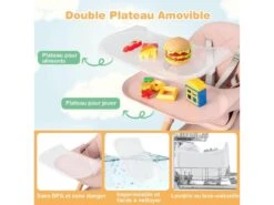 6 En 1 Chaise Haute Bébé Convertible Avec Plateau Amovible, , 6-36 Mois Rose -Meubles Soldes Boutique meuble bebe 22021057