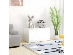 Coffre De Rangement Blanc Brillant 84x42x46cm Bois D'ingénierie