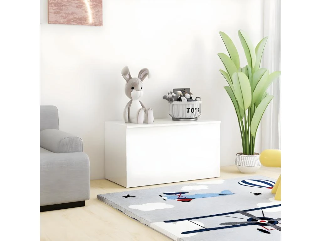 Coffre De Rangement Blanc Brillant 84x42x46cm Bois D'ingénierie 3 Coffre De Rangement Blanc Brillant 84x42x46cm Bois D'ingénierie