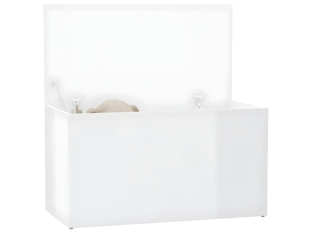 Coffre De Rangement Blanc Brillant 84x42x46cm Bois D'ingénierie 5 Coffre De Rangement Blanc Brillant 84x42x46cm Bois D'ingénierie – Image 3