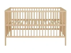 Lit Bébé A Barreaux - Couchage 70 X 140 Cm - Hetre Massif Teinté Naturel - 3 Hauteurs Réglables - L 144 X H 84 X P 78 Cm -Meubles Soldes Boutique meuble bebe 22261509