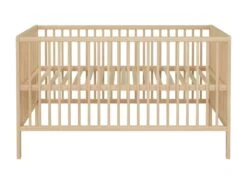 Lit Bébé A Barreaux - Couchage 70 X 140 Cm - Hetre Massif Teinté Naturel - 3 Hauteurs Réglables - L 144 X H 84 X P 78 Cm -Meubles Soldes Boutique meuble bebe 22261513