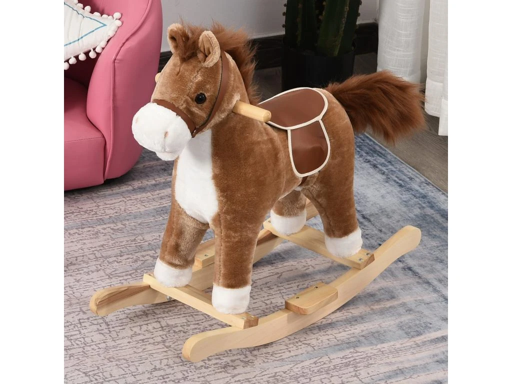 Cheval à Bascule Selle Grand Confort Peluche Courte Douce Bois Peuplier Brun Dim. 65L X 32,5l X 61H Cm 3 Cheval à Bascule Selle Grand Confort Peluche Courte Douce Bois Peuplier Brun Dim. 65L X 32,5l X 61H Cm