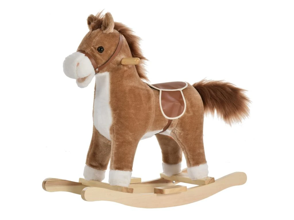Cheval à Bascule Selle Grand Confort Peluche Courte Douce Bois Peuplier Brun Dim. 65L X 32,5l X 61H Cm 4 Cheval à Bascule Selle Grand Confort Peluche Courte Douce Bois Peuplier Brun Dim. 65L X 32,5l X 61H Cm – Image 2