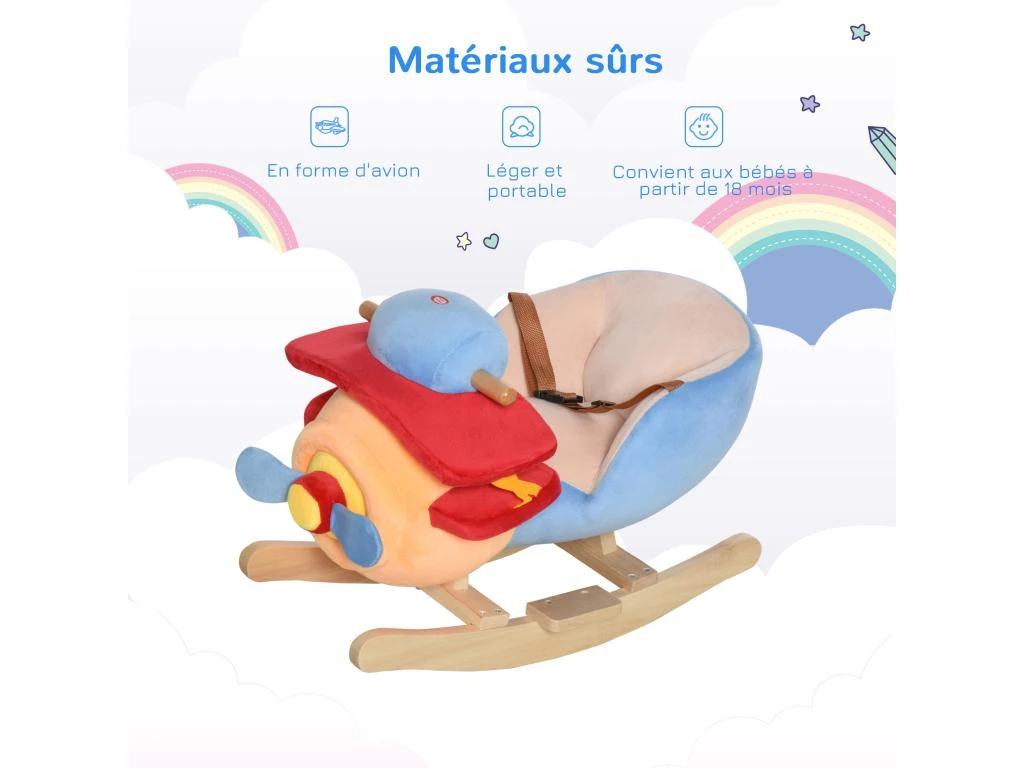 Jouet à Bascule Modèle Avion Ceinture De Sécurité Fonction Musicale 32 Pistes 6 Jouet à Bascule Modèle Avion Ceinture De Sécurité Fonction Musicale 32 Pistes – Image 4