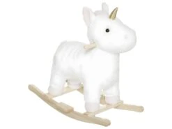 Cheval à Bascule Licorne Blanche Et Rose H 55 Cm