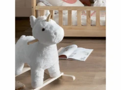 Cheval à Bascule Licorne Blanche Et Rose H 55 Cm -Meubles Soldes Boutique meuble bebe 9228273