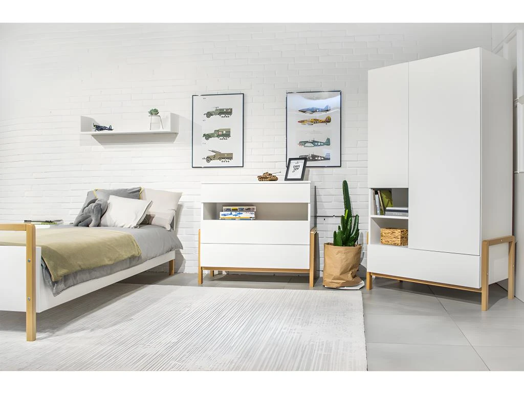 Commode 3 Tiroirs 1 Niche Victor - Blanc Et Chêne 5 Commode 3 Tiroirs 1 Niche Victor - Blanc Et Chêne – Image 3