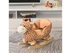 Jouet à Bascule Modèle Girafon Ceinture De Sécurité Fonction Musicale 32 Pistes Marron Beige