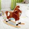 Cheval à Bascule Cheval De Cowboy Effet Sonore Selle Rênes Marron Blanc