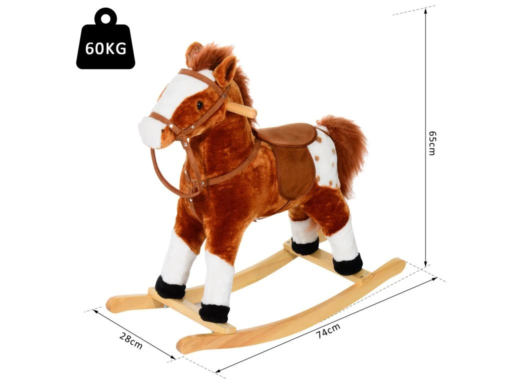 Cheval à Bascule Cheval De Cowboy Effet Sonore Selle Rênes Marron Blanc 5 Cheval à Bascule Cheval De Cowboy Effet Sonore Selle Rênes Marron Blanc – Image 3