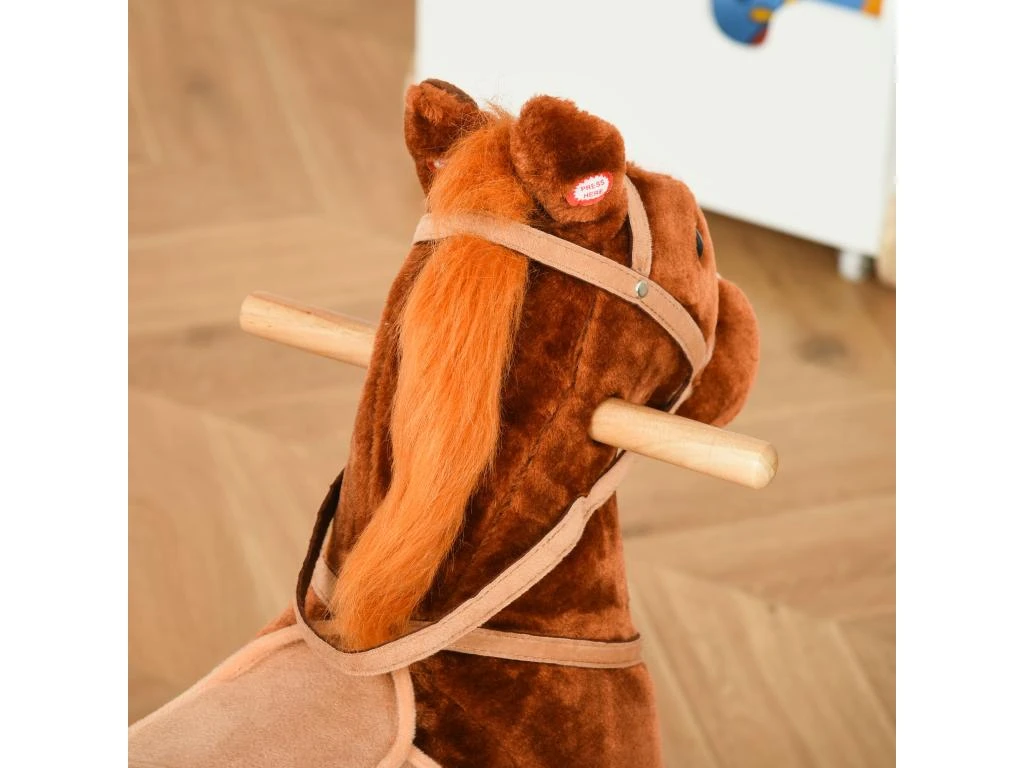 Cheval à Bascule Cheval De Cowboy Effet Sonore Selle Rênes Marron Blanc 6 Cheval à Bascule Cheval De Cowboy Effet Sonore Selle Rênes Marron Blanc – Image 4