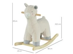 Cheval à Bascule Modèle Lama Fonction Vocale Bois Peuplier Peluche Douce Crème -Meubles Soldes Boutique meuble bebe 9449767