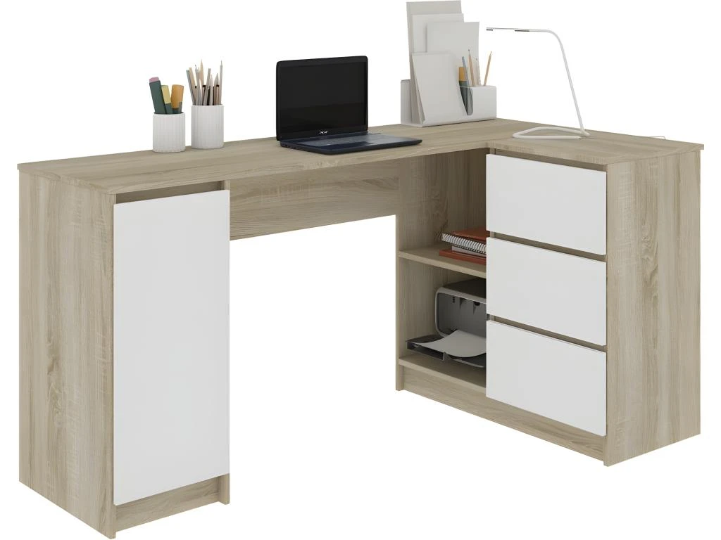BALAUR - Bureau Informatique D'angle - 155x85x77 Cm - 3 Tiroirs + Niches - Table D'ordinateur - Mobilier Bureau - Double Finition 3 BALAUR - Bureau Informatique D'angle - 155x85x77 Cm - 3 Tiroirs + Niches - Table D'ordinateur - Mobilier Bureau - Double Finition