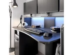 Bureau Gaming Table De Jeu Coloris graphite Avec LED - Longueur 153,5 x Profondeur 62-68.5 x Hauteur 84.2-97 cm -Meubles Soldes Boutique meuble bureau 10041595
