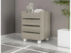 Caisson Roulant 4 Tiroirs Chêne -Meubles Soldes Boutique meuble bureau 10041951