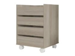 Caisson Roulant 4 Tiroirs Chêne -Meubles Soldes Boutique meuble bureau 10041953
