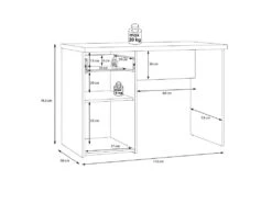 Bureau Enfant Revêtement Effet Bois Vintage Et Béton Gris - BUCKY 11 Bureau Enfant Revêtement Effet Bois Vintage Et Béton Gris - BUCKY -Meubles Soldes Boutique meuble bureau 10047593