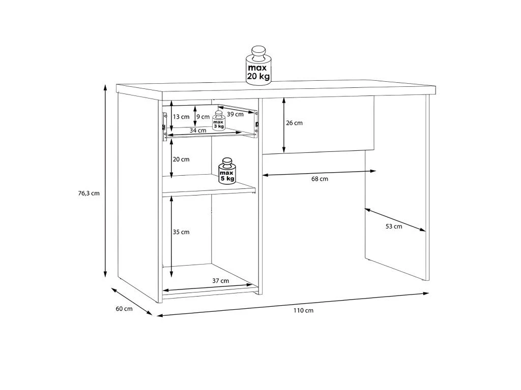 Bureau Enfant Revêtement Effet Bois Vintage Et Béton Gris - BUCKY 7 Bureau Enfant Revêtement Effet Bois Vintage Et Béton Gris - BUCKY – Image 5