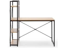 Bureau Lidia Noir, 3 étagères, Style Industriel, 120 Cm Longueur -Meubles Soldes Boutique meuble bureau 10565515