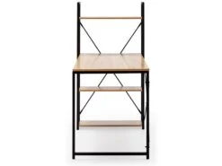 Bureau Lidia Noir, 3 étagères, Style Industriel, 120 Cm Longueur -Meubles Soldes Boutique meuble bureau 10565517