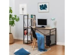 Bureau Lidia Noir, 3 étagères, Style Industriel, 120 Cm Longueur -Meubles Soldes Boutique meuble bureau 10565519