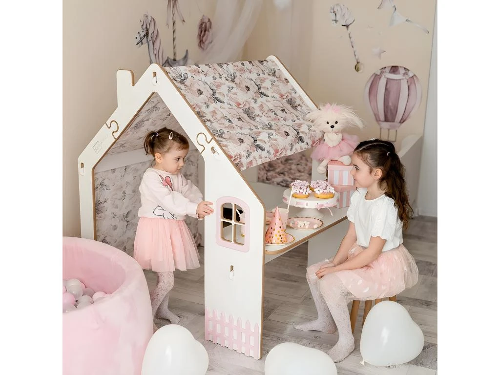 Maisonnette Pour Enfant En Bois "Bianelli" Avec Bureau - 114 X 93 X 120 Cm - Blanc / Rose 4 Maisonnette Pour Enfant En Bois "Bianelli" Avec Bureau - 114 X 93 X 120 Cm - Blanc / Rose – Image 2