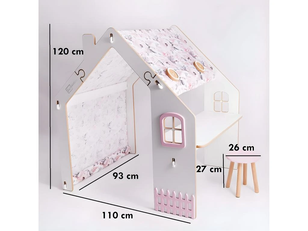 Maisonnette Pour Enfant En Bois "Bianelli" Avec Bureau - 114 X 93 X 120 Cm - Blanc / Rose 5 Maisonnette Pour Enfant En Bois "Bianelli" Avec Bureau - 114 X 93 X 120 Cm - Blanc / Rose – Image 3
