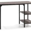 Bureau Colón Noir,Table Pour PC, 2 Rayons, Style Industriel, 110 Cm Longueur
